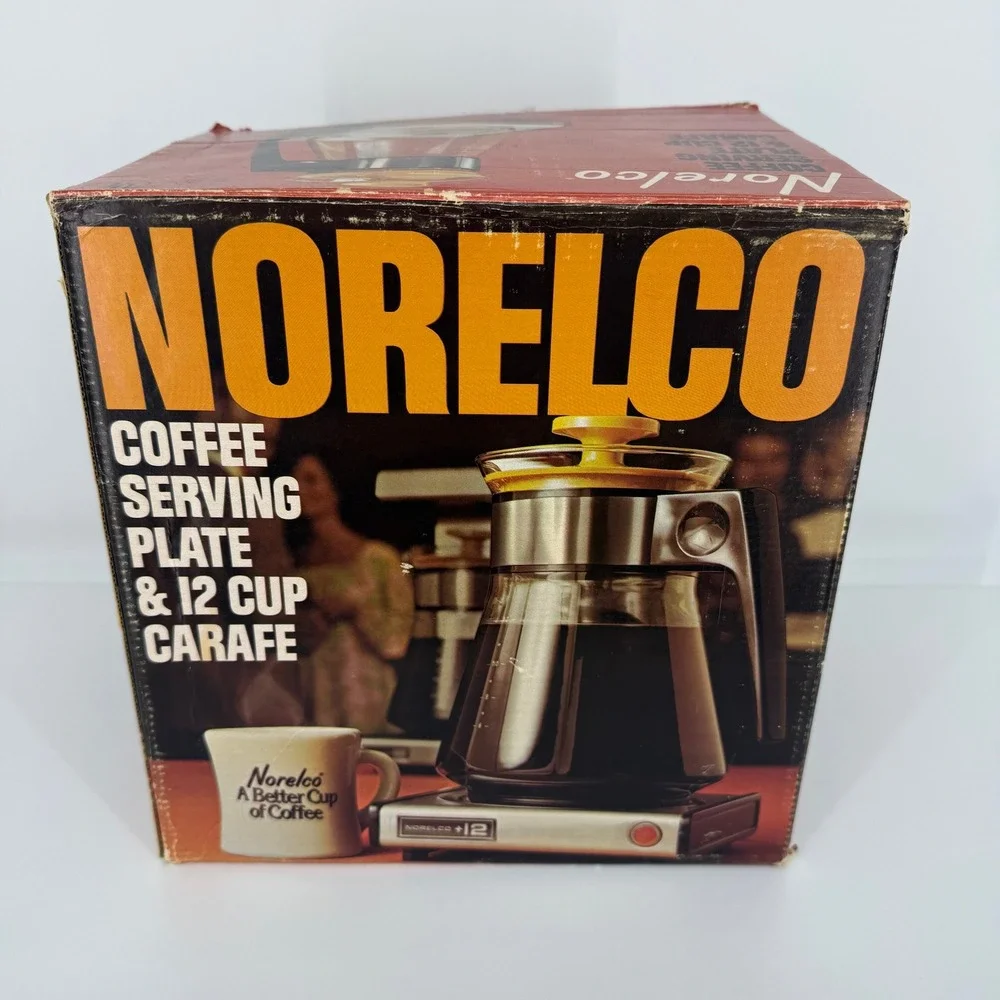 Norelco Coffee Serving Plate & 12 Cup Carafe HB 5145 Silver Black Vintage MCM